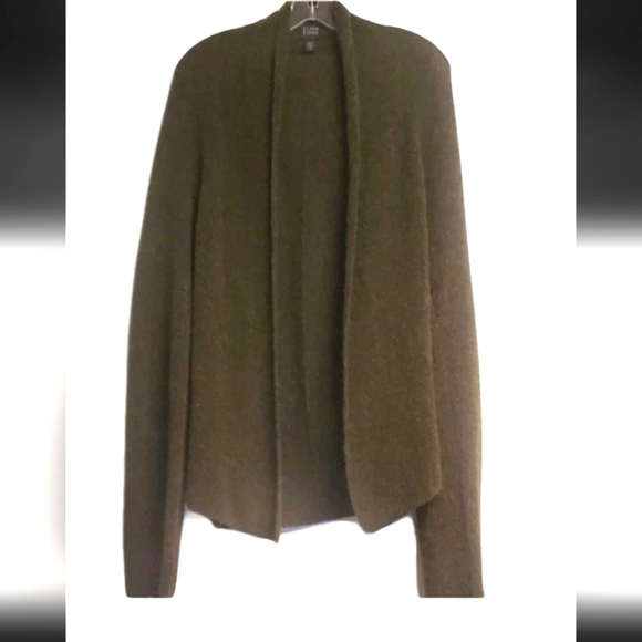 Eileen Fisher Olive Green  Merino Wool Alpaca Plush Melange Cardigan Sweater XS - Picture 1 of 10